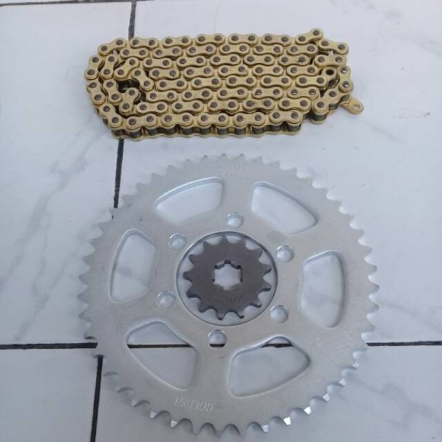 GEAR SET 45 14 DT 100 PLUS RANTAI GOLD