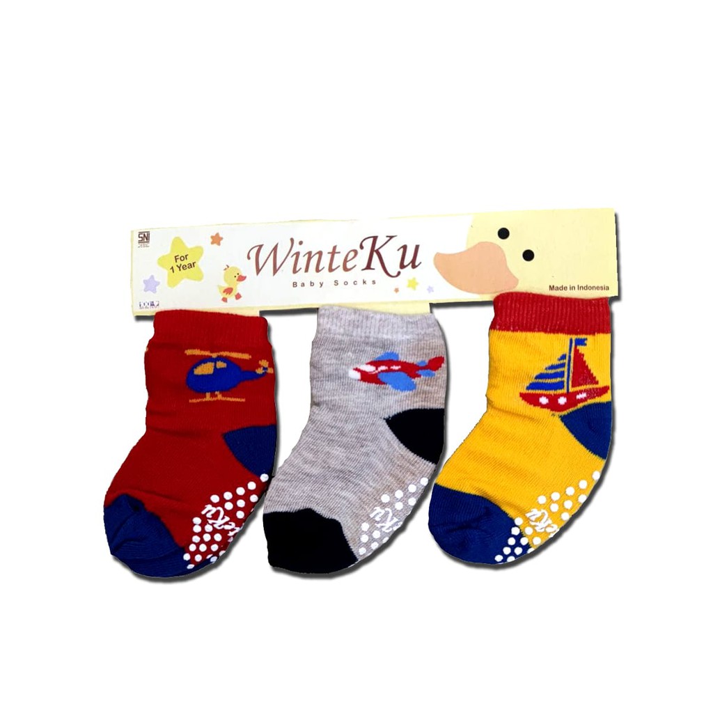 Kaos Kaki Bayi Anti Slip Boy Girl Winteku 3in1