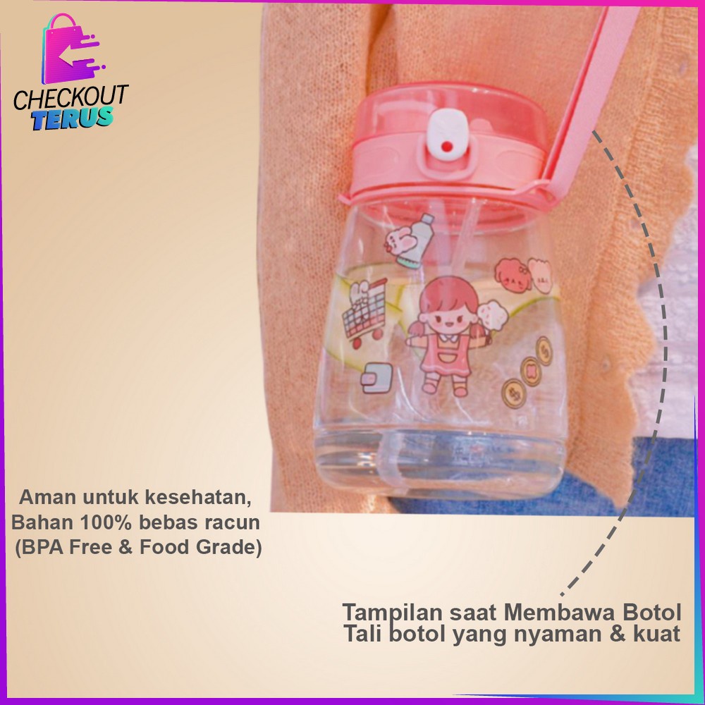 CT C303 Botol Minum BPA FREE 1300ML karakter Kartun Lucu Botol Minum Karakter Sedotan Botol Minum 1.3 Liter Food Grade Botol Minum Lucu