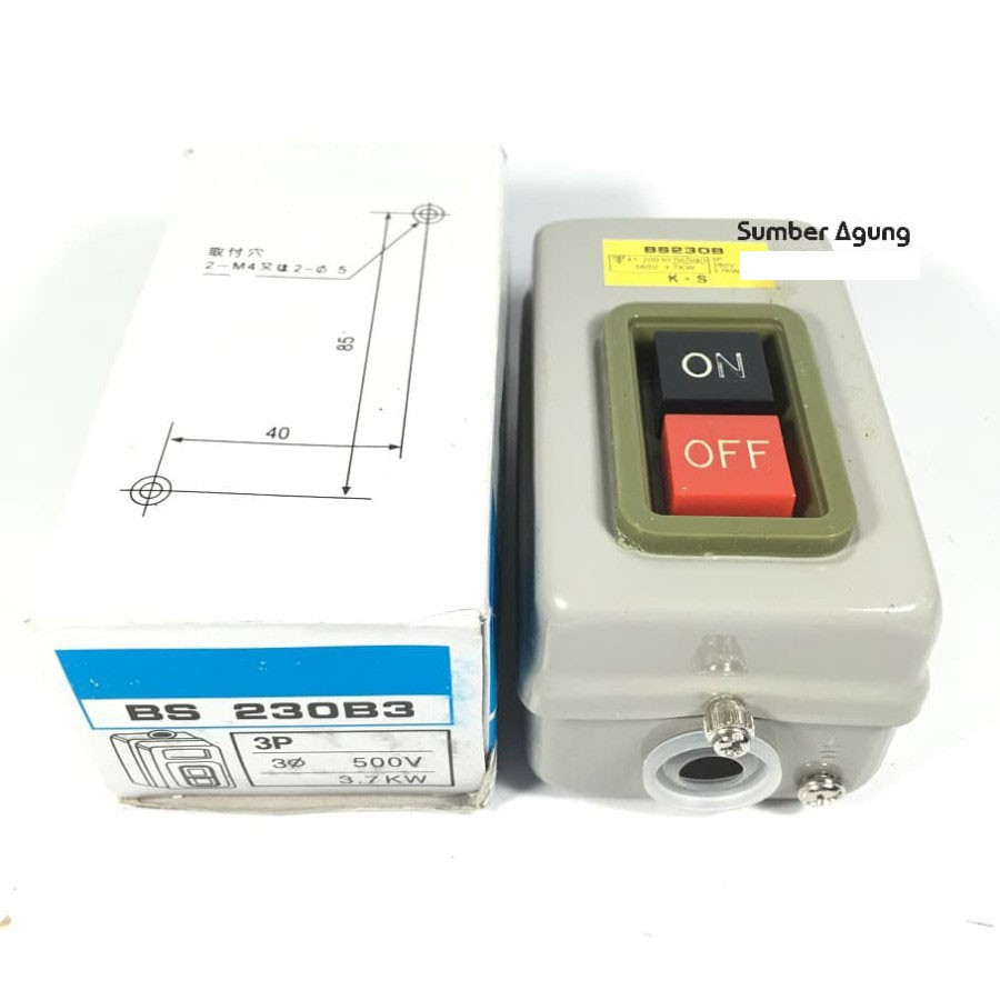 Push Button 3P 500V BS230B3 3.7KW Power Pushbutton Switch On Off