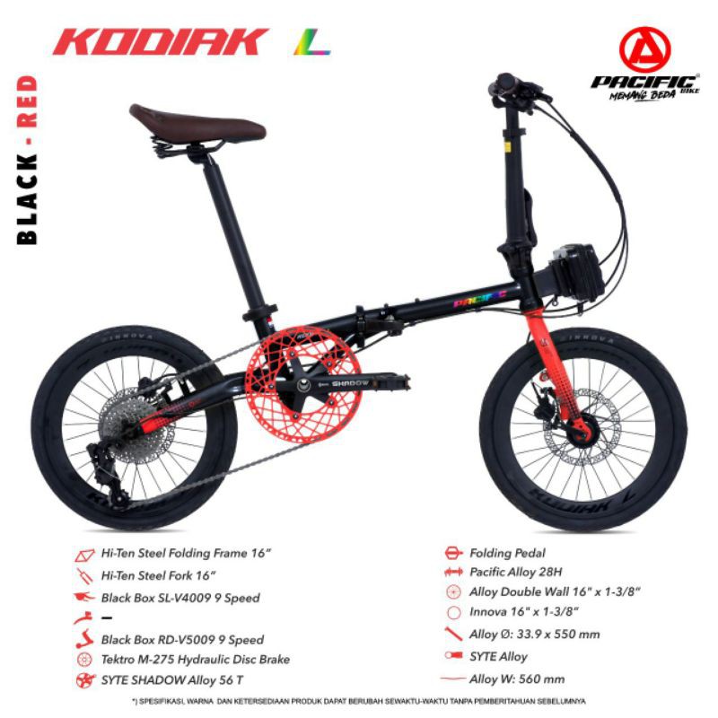 Sepeda lipat 16 pacific kodiak L hidraulic 9 speed