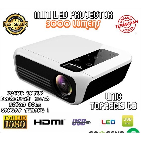 Mini Projector Unic Toprecis T8 Full HD Proyektor Infocus Nobar Home Theater 3000 Lumens Presentasi