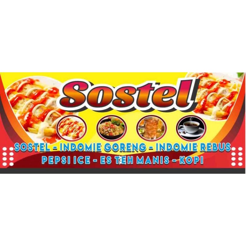 Cetak Banner / Spanduk Sosis Telur, Bakso Bakar, Makanan,Jajanan Anak