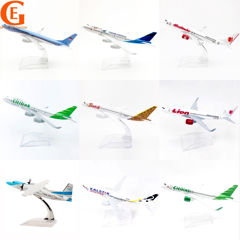 Garuda Indonesia B787 Model Pesawat Terbang Boeing 747 Lion Air B737 Bahan Alloy Ukuran 16CM