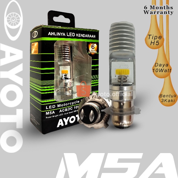 Lampu Depan LED Motor AYOTO M5A AC/DC Watt 10 Piringan Kaki 3