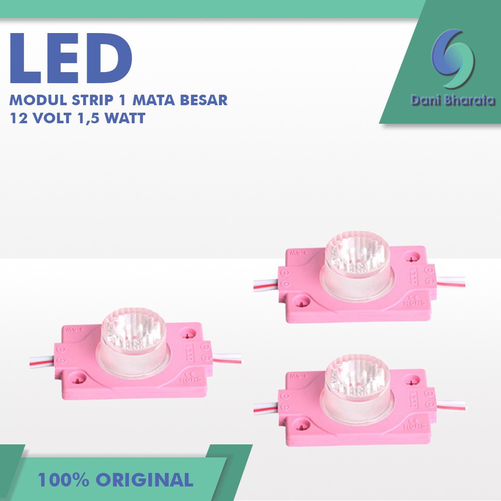 LAMPU LED 1 MATA MODUL STRIP 1 MATA BESAR 12 VOLT 1,5 WATT PUTIH KUNING MERAH BIRU HIJAU UNGU PINK