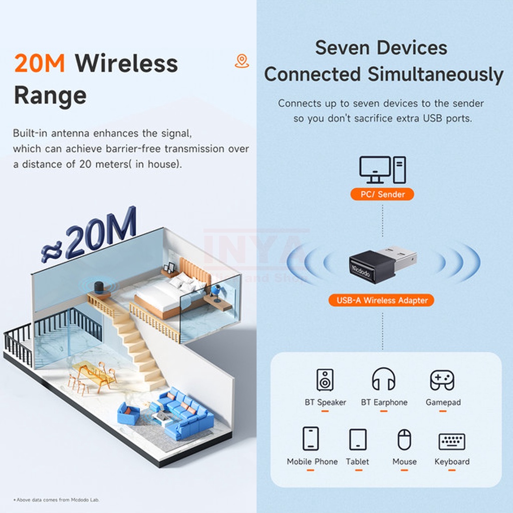 BLUETOOTH ADAPTOR MCDODO OT-1580 WIRELESS USB ADAPTOR V 5.1