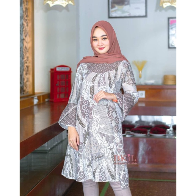 tey-17 Batik wanita ASJ SA HRB026 Kenongo Kemeja Tosca Pendek-6