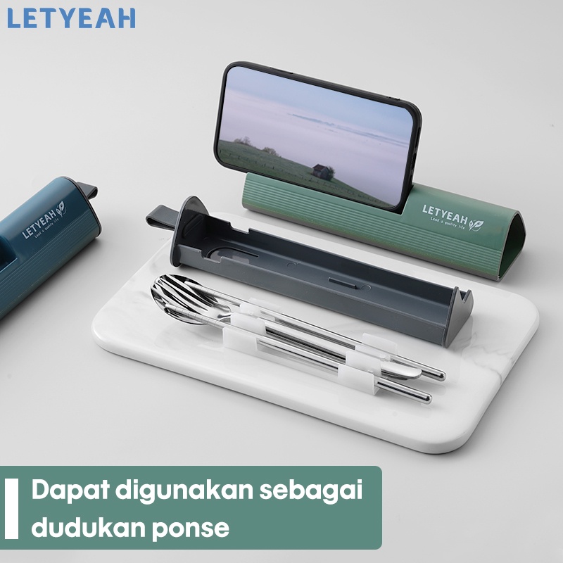 letyeah Sendok makan set stainless /alat makan set dengan kotak berbahan/ cutlery set