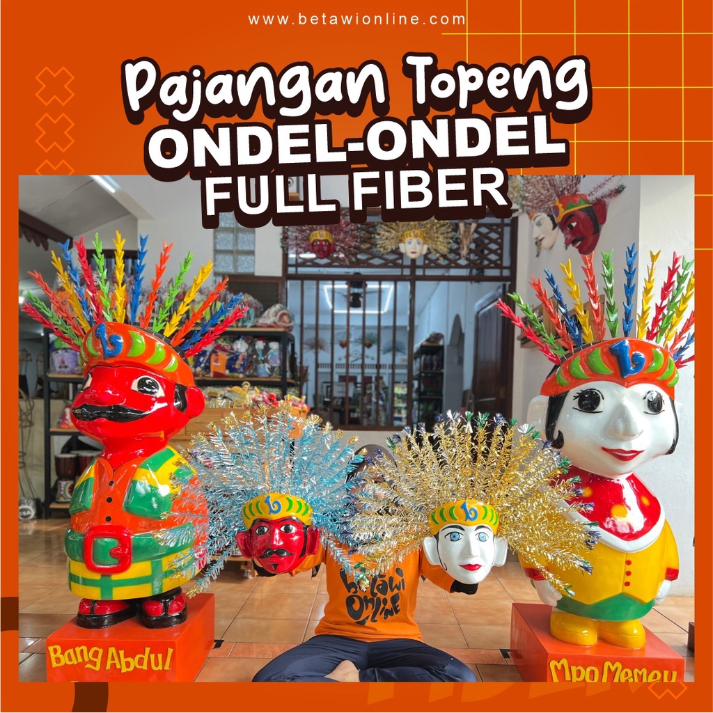 Pajangan topeng ondel-ondel  [SEPASANG] / Topeng Ondel Ondel Full Fiber