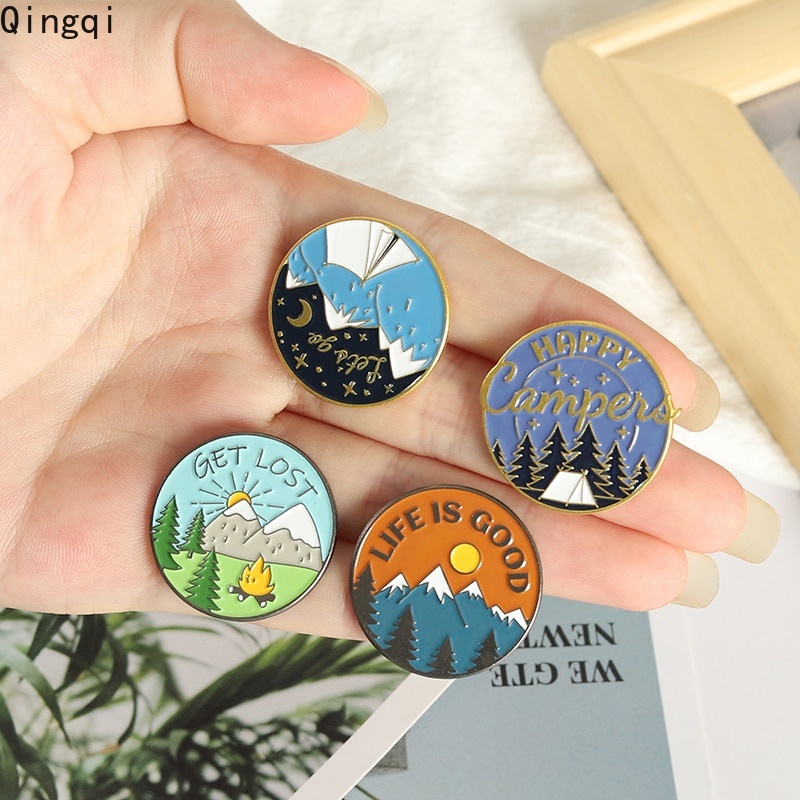 Bros Pin Enamel Bentuk Bulat Motif Kartun Tulisan Life Is Good Untuk Travel