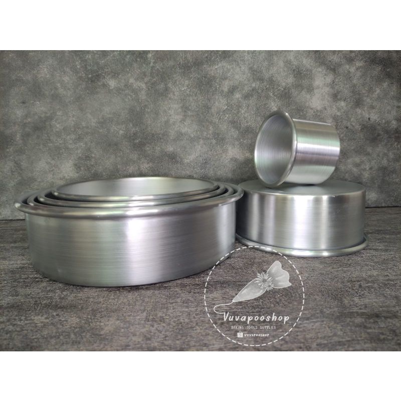 Loyang Aluminium Bulat Press / Loyang Round Bulat Tanpa Sambungan / Loyang Kue Puding Bulat