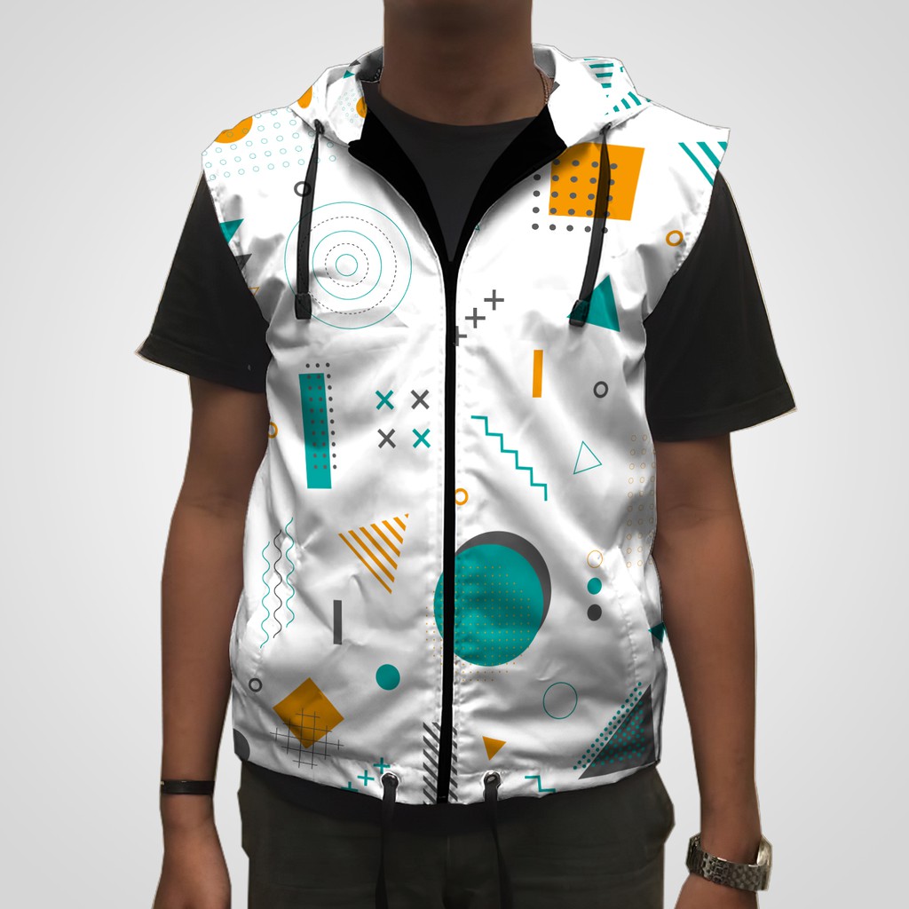 Vest Printing Parasut Wanita Pria Rompi Hoodie Olahraga Running dan Sepeda SG-18 Custom Fullprint