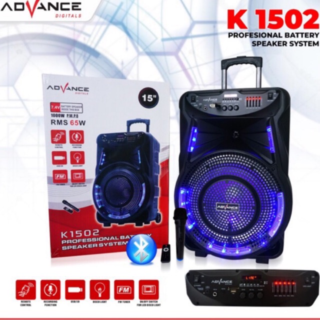 Advance Speaker Meeting K 1502 Bluetooth Aqualizer 15Inch Suara Mantap