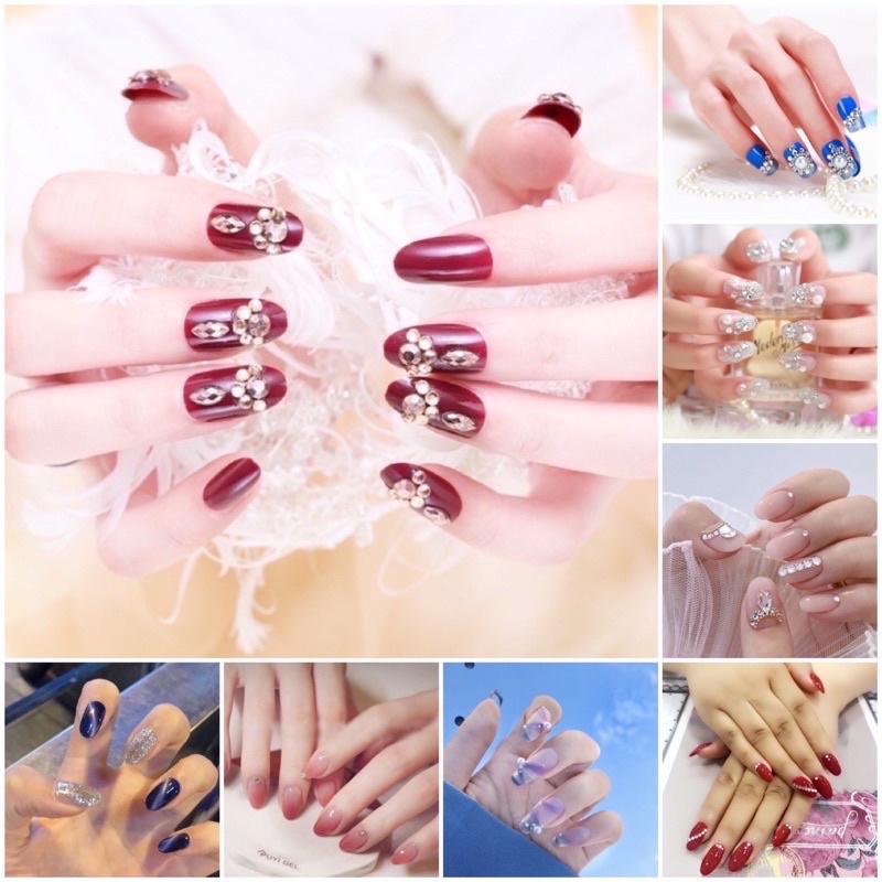 Kuku Palsu 【1box 24pcs+free lem】Nikah kuku Wedding False Nailart Pengantin Tangan