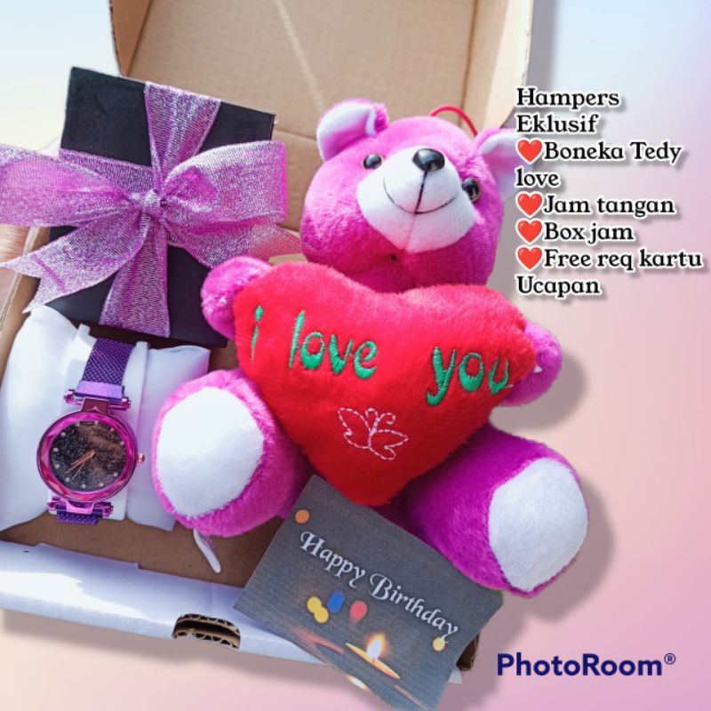 PREMIUM HAMPERS JAM TANGAN WANITA DAN BONEKA KADO ANAK REMAJA,DEWASA GIFT BOX ULANG TAHUN, WEDDING, 