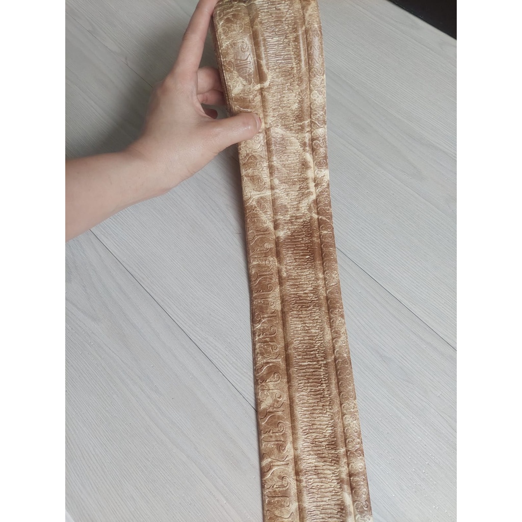 WALLPAPER FOAM LIST DINDING WALLBORDER FOAM 3D STIKER UK 114CMX8CM 5MM-WHITE COKLAT B 5MM