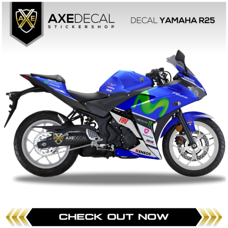 Decal Fullbody R25 Abs Movistar / Stiker Motor Yamaha R25 Full wrap
