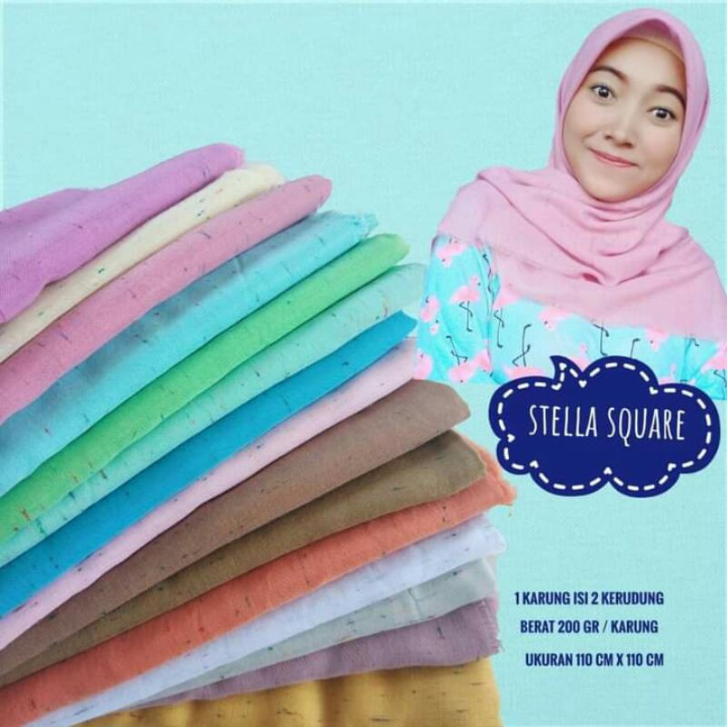 C-Geulis Jilbab Segiempat Stella Square Kerudung Segiempat Katun 115cm x 115cm