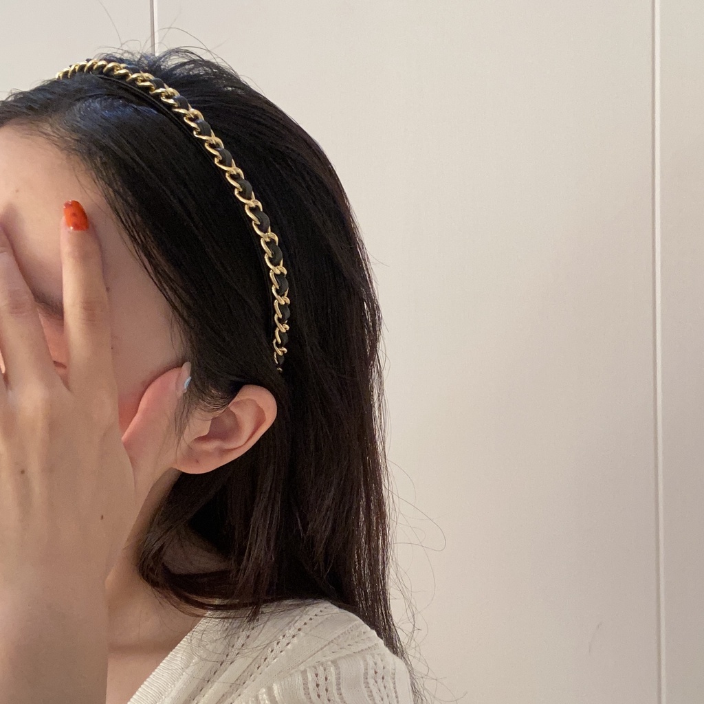 Chain Leather Headband Accessories Simple Fashionable Trendy Retro