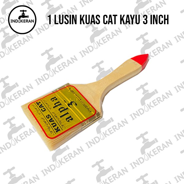 INDOKERAN - 3 Inch - Grosir Lusin Kuas Cat Gagang Kayu - High Quality