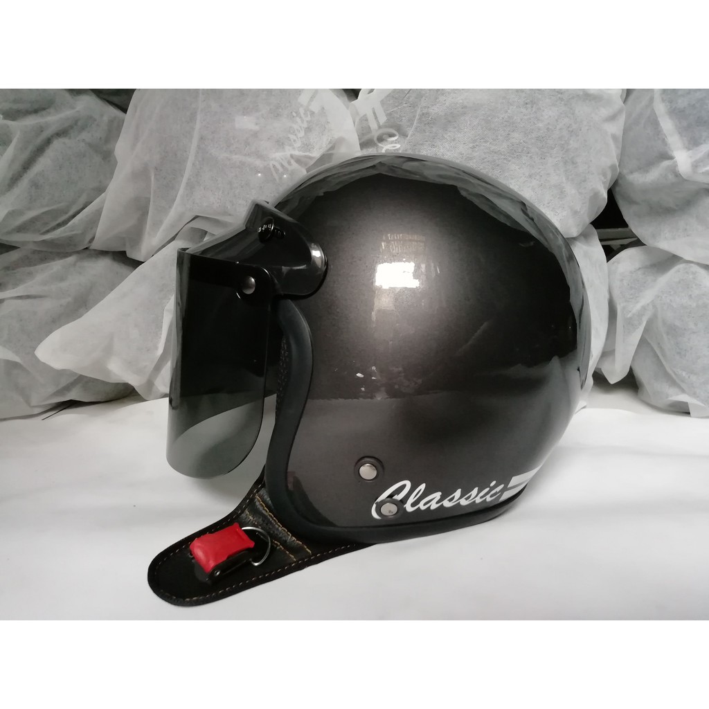 HELM BOGO CLASSIC DEWASA WARNA ABU-ABU DATAR SMOKE ...