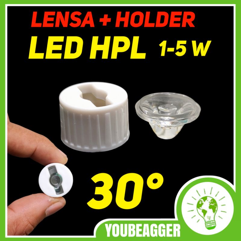 Lensa + holder 30 derajat LED HPL 1W 3W 5W