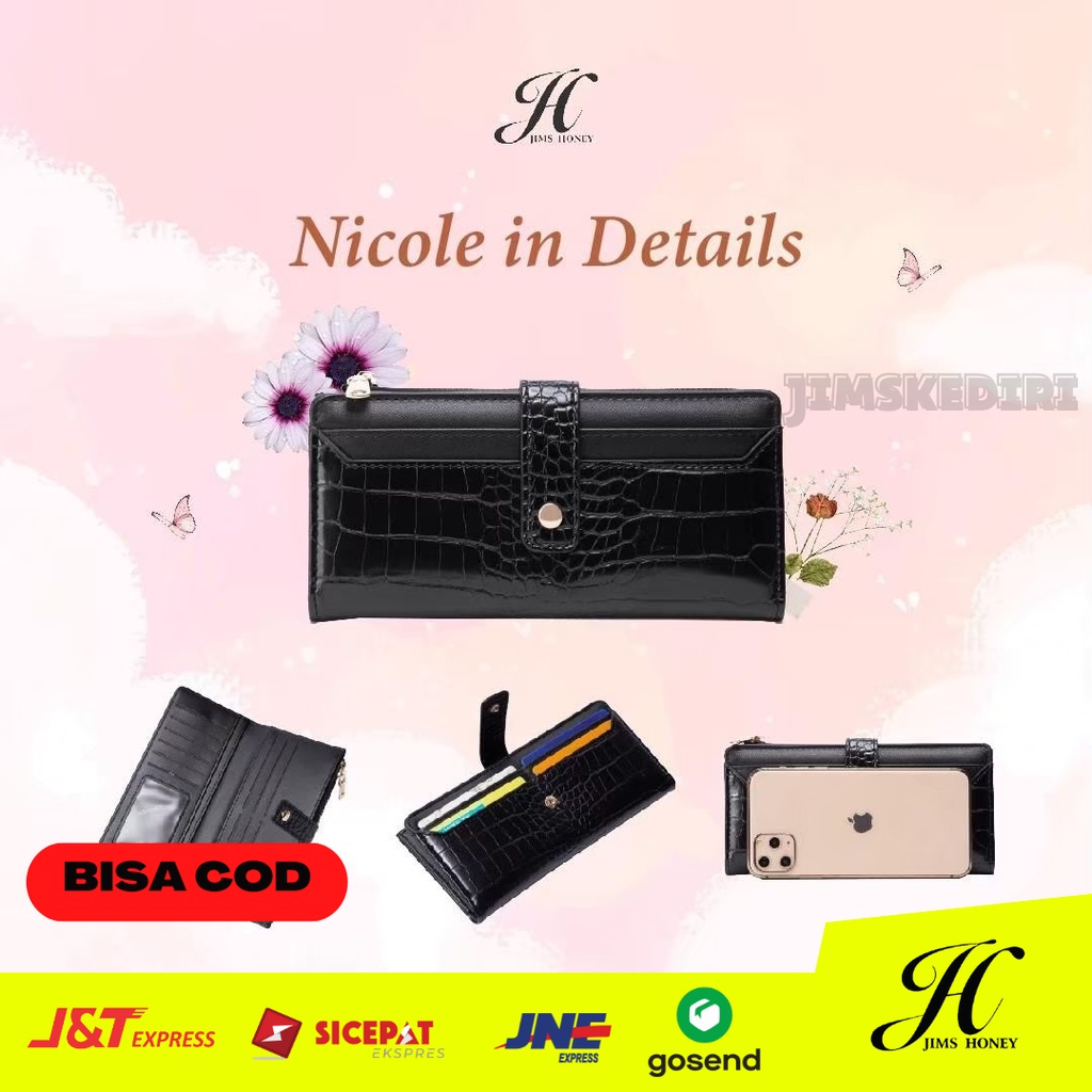 Dompet Jims Honey Lipat Panjang card holder Wanita Import Korea Premium Nicole Wallet Jimshoney