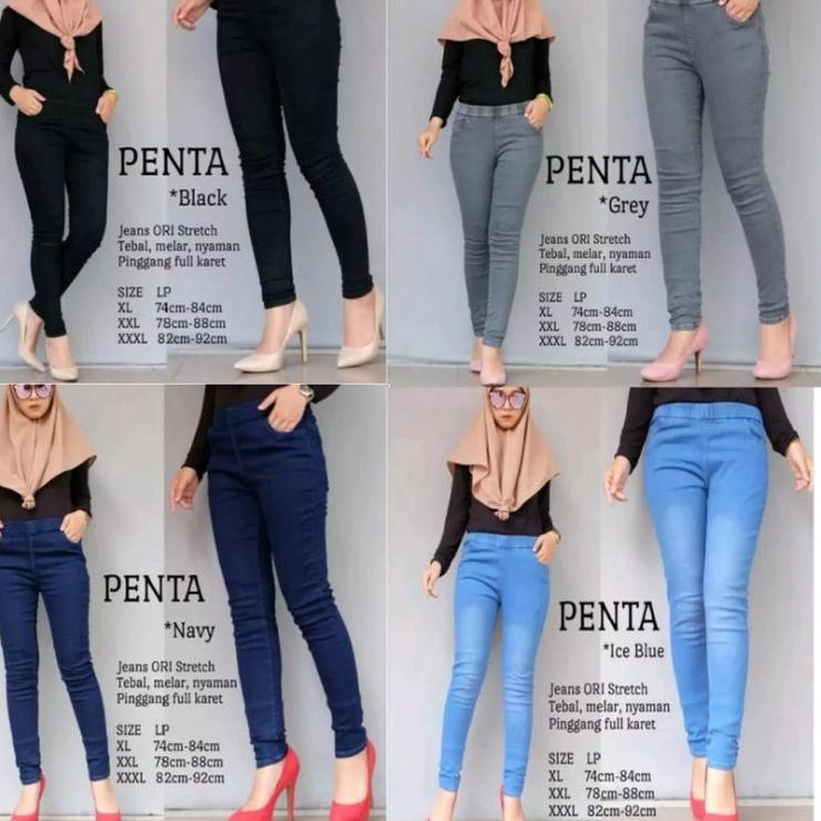EDF Celana Levis Pinggang Karet Wanita/Celana Jeans Wanita/Levis Wanita Jumbo/BISA COD ➶ Bayar Di Te