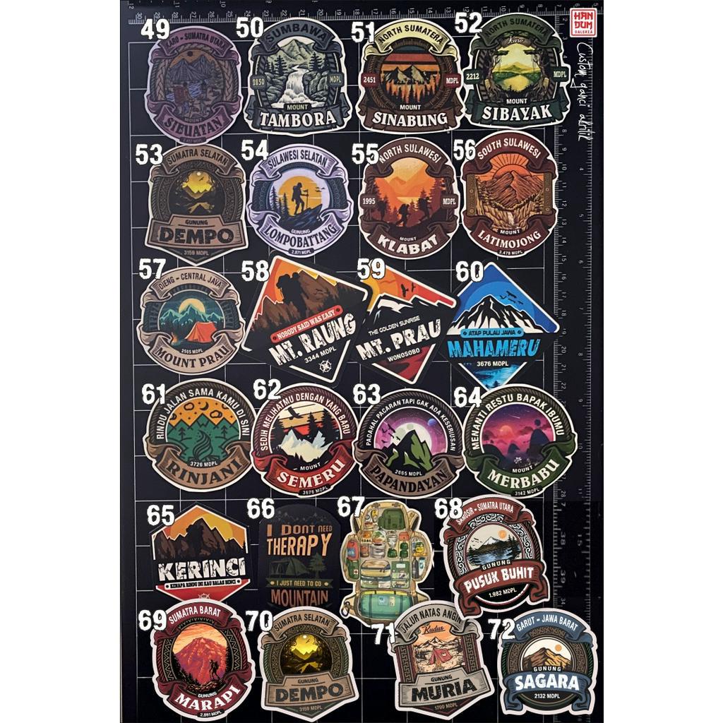 STICKER GUNUNG INDONESIA VINYL+LAMINASI WATERPROOF STIKER GUNUNG MOUNTAIN GEAR ADVENTURE OUTDOOR MERAPI MERBABU LAWU SINDORO SEMERU RINJANI stratos centurion kinkajou caldera ceeta