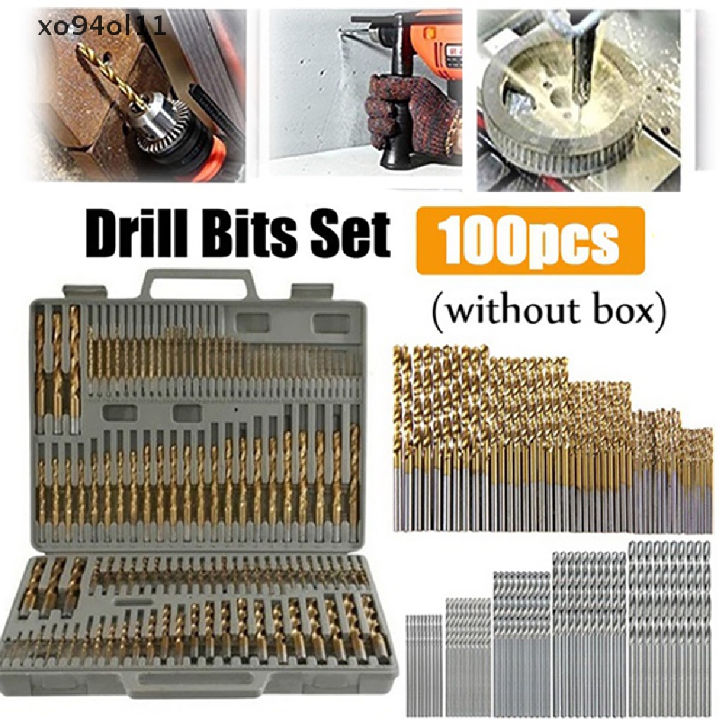 Set 100 / 50pcs Mata Bor Dengan Bahan HSS High Speed Steel Lapis Titanium