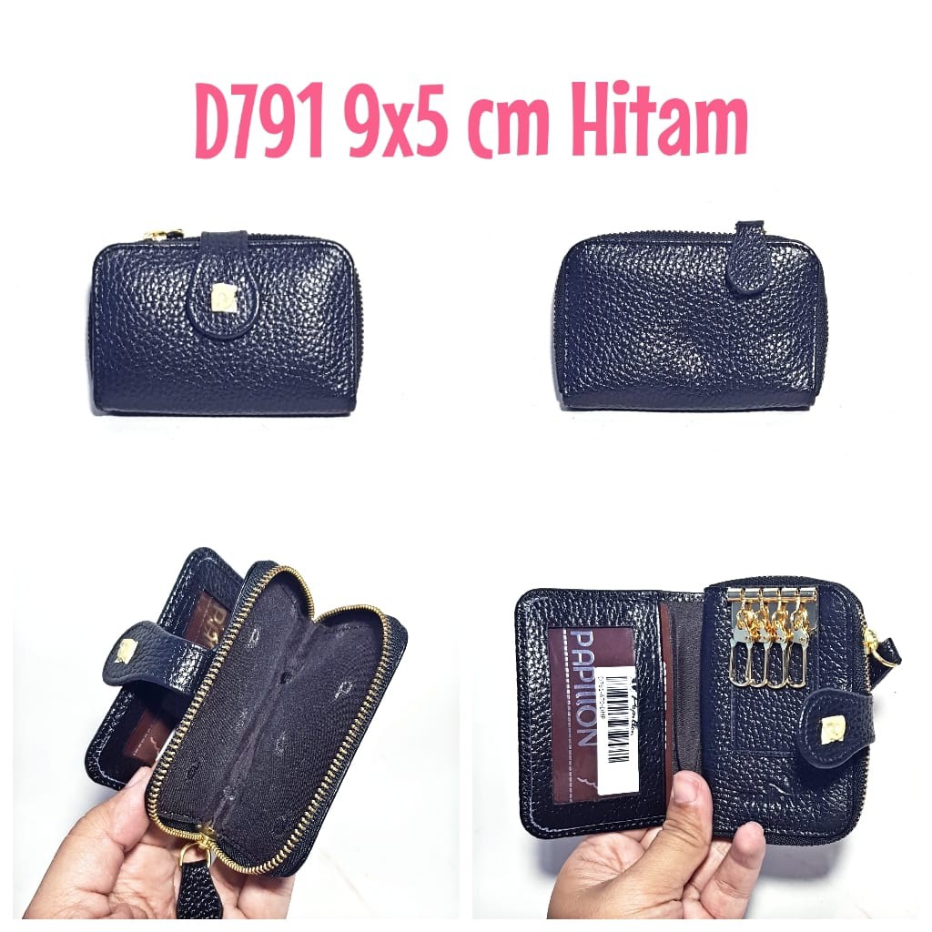 Dompet Kulit Papillon Original D791 Hitam STNK Gantungan Kunci