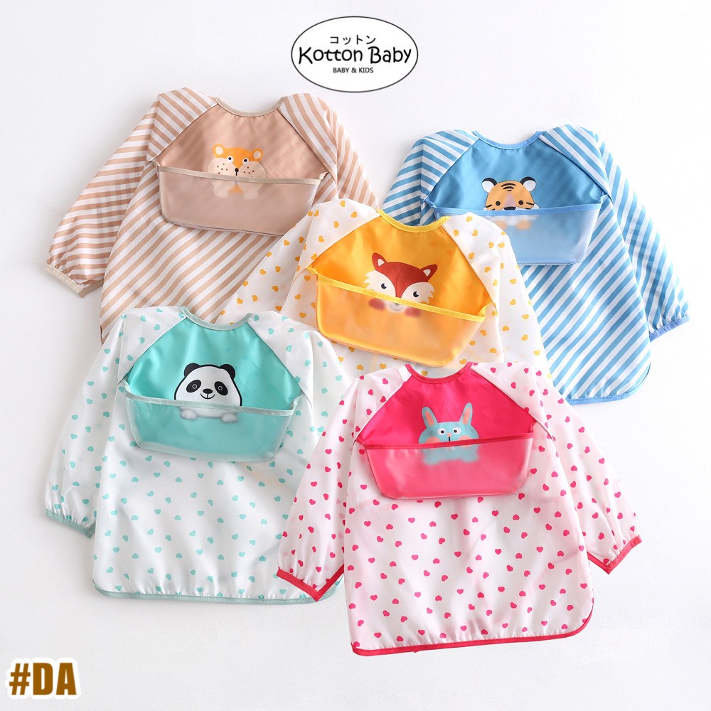 BIB BAYI BAJU BLW LENGAN PANJANG / BABY SILICONE CELEMEK MAKAN MPASI / SLABBER / TATAKAN AIR LIUR DQIN DA catalog