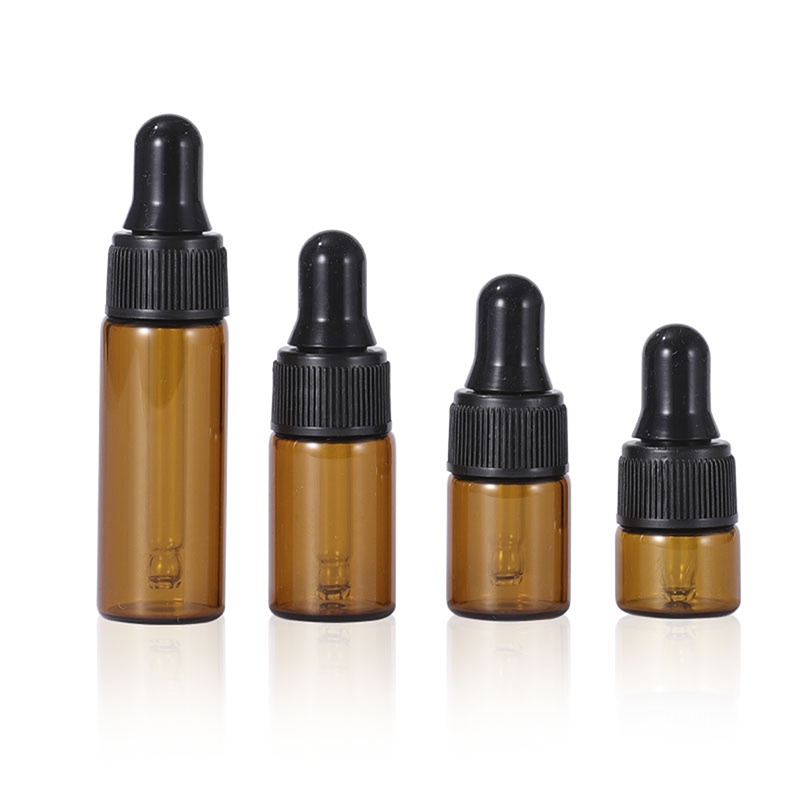 10pcs / Set Botol Kaca Kosong Ukuran 1 / 2 / 3 / 5ml Untuk Essential Oil