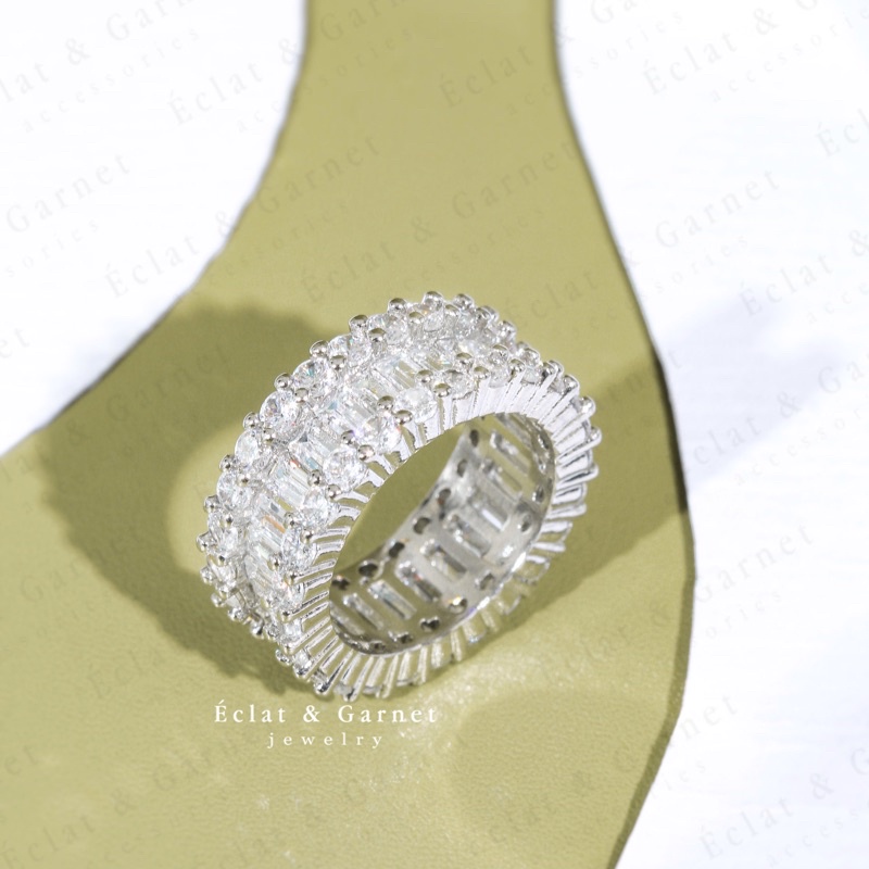 Grosir (SSC) clat & Garnet - S925 INFINITY BAGUETTE RING Aksesoris Cincin 925 Sterling Silver Wanita