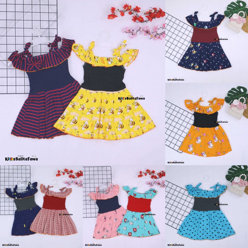 Dress Moza uk Bayi 3-12 Bulan / Dres Kensi Tanktop Baju Anak Perempuan Cewek Gaun Import Adem Murah