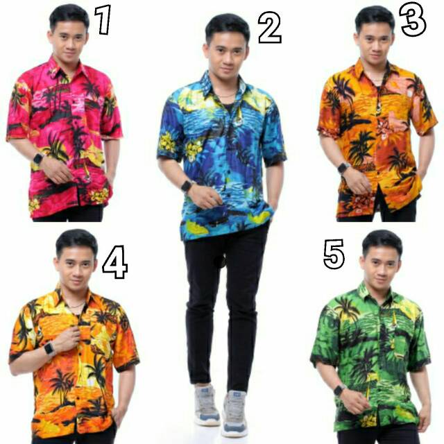 baju pantai bali pria dan wanita surfing Tropical Summer Aloha Hawaii Hits Jaman Now