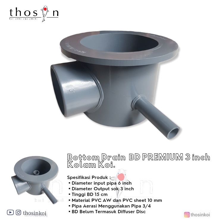 Premium Bottom Drain BD Kolam Koi 3 inch