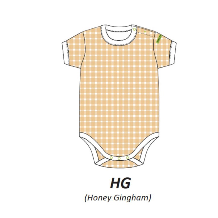Hamako Round Neck Bodysuit - Jumper Bayi Tencel Baju Rumahan Anak Bayi Body Suit Jumpsuit Onesie Onesies-Honey Gingham
