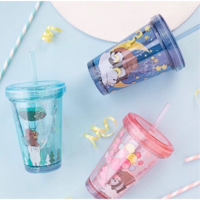 We bare bears botol minum lucu Miniso