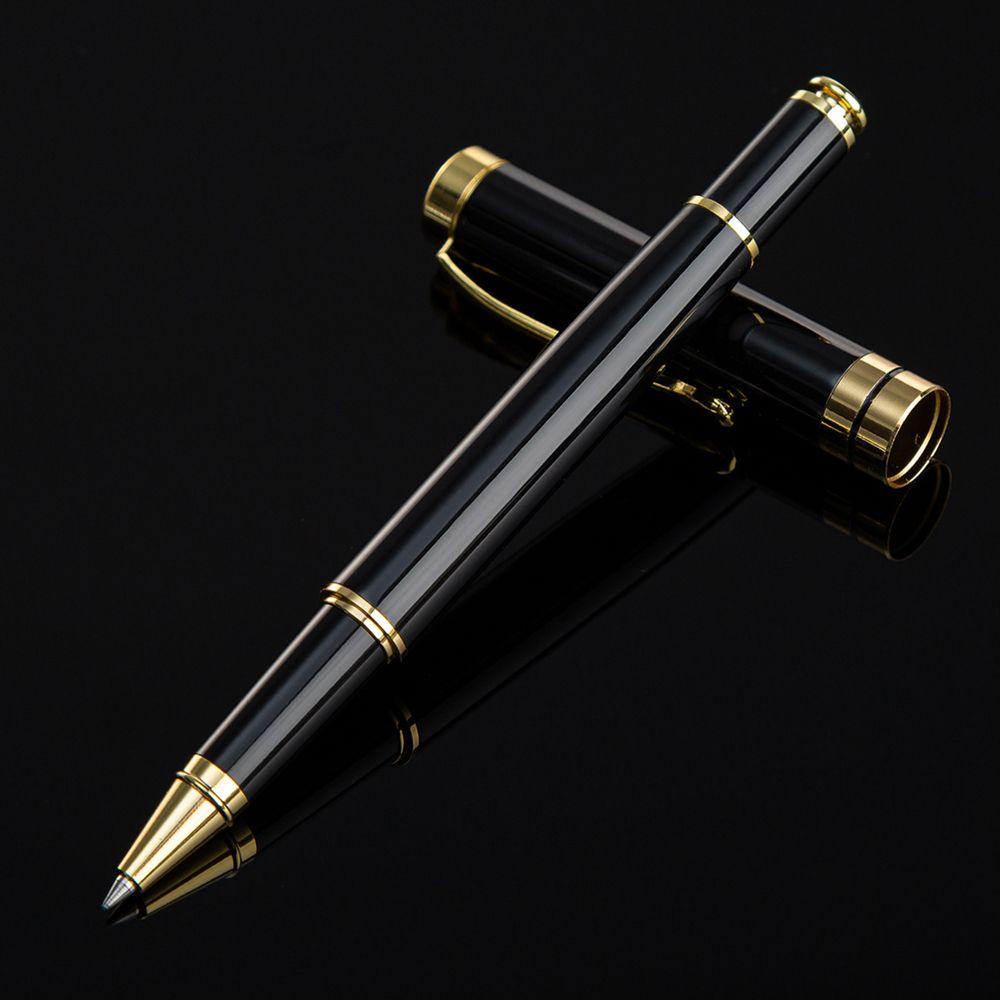 NICKOLAS1 Roller Ballpoint Pen Mengenang Hadiah Deluxe Golden Clip Stainless Steel Tinta Hitam Alat Tulis Siswa Roller Ball Pen