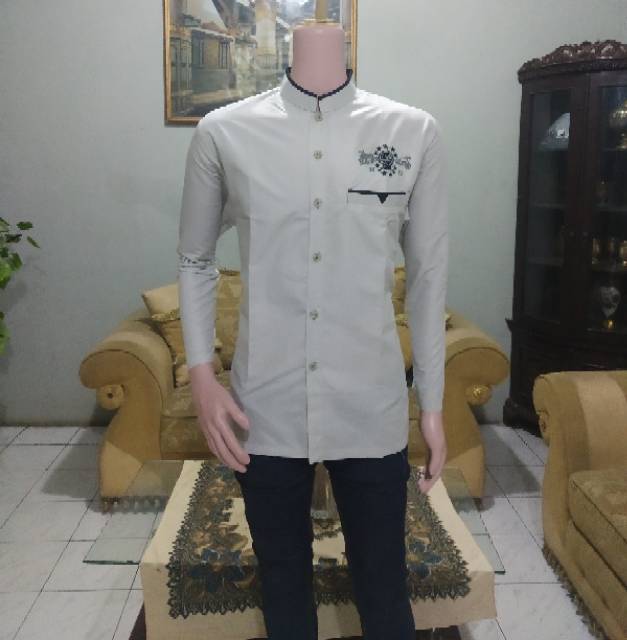 Baju Koko Pria Muslim Gus Azmi Syubbanul Muslimin Kombinasi Hadroh Azzahir Hilwa Ala Santri Modern