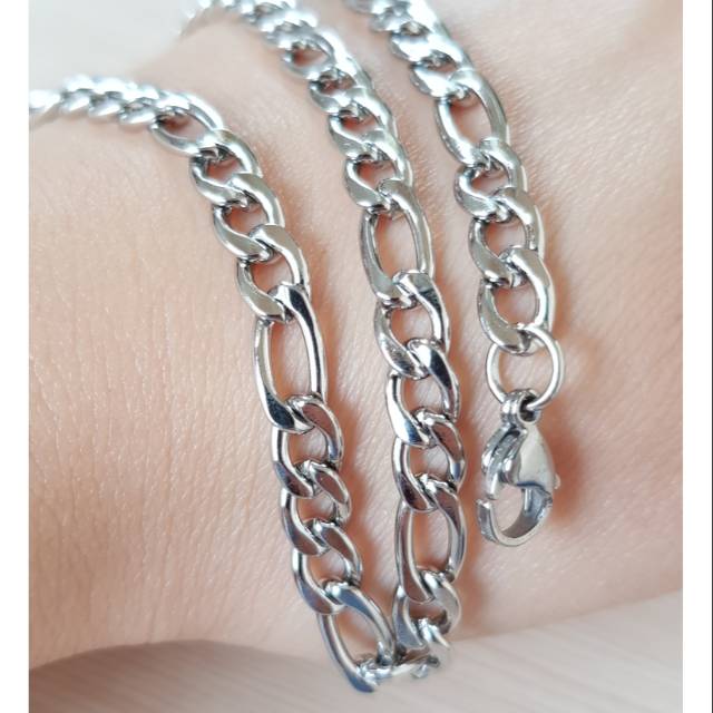 Kalung fashion titanium silver Antikarat motif KGS02