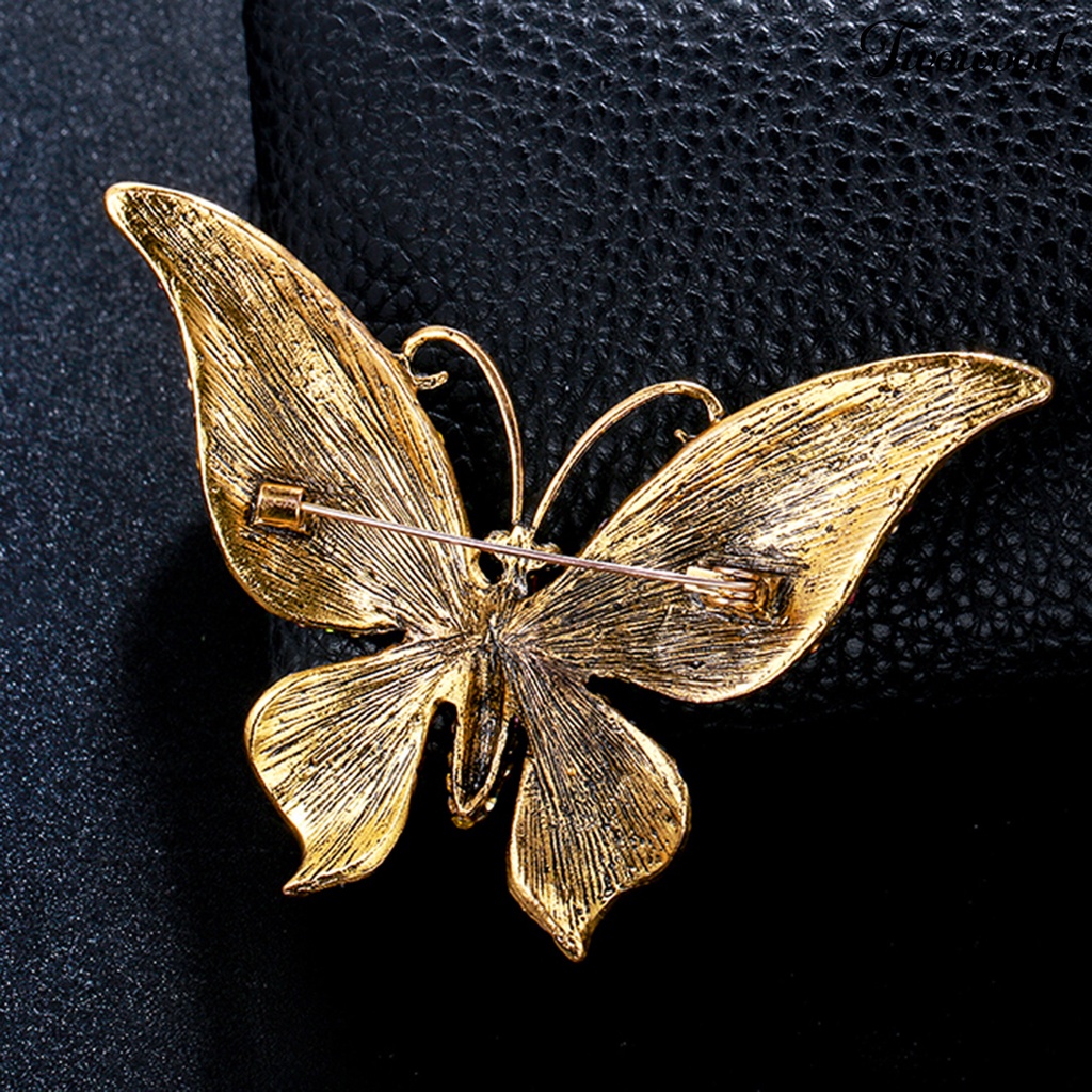 Twowood Butterflies Shape Large Lapel Pin Christmas Rhinestone Shiny Brooch Pin Scarf Clip