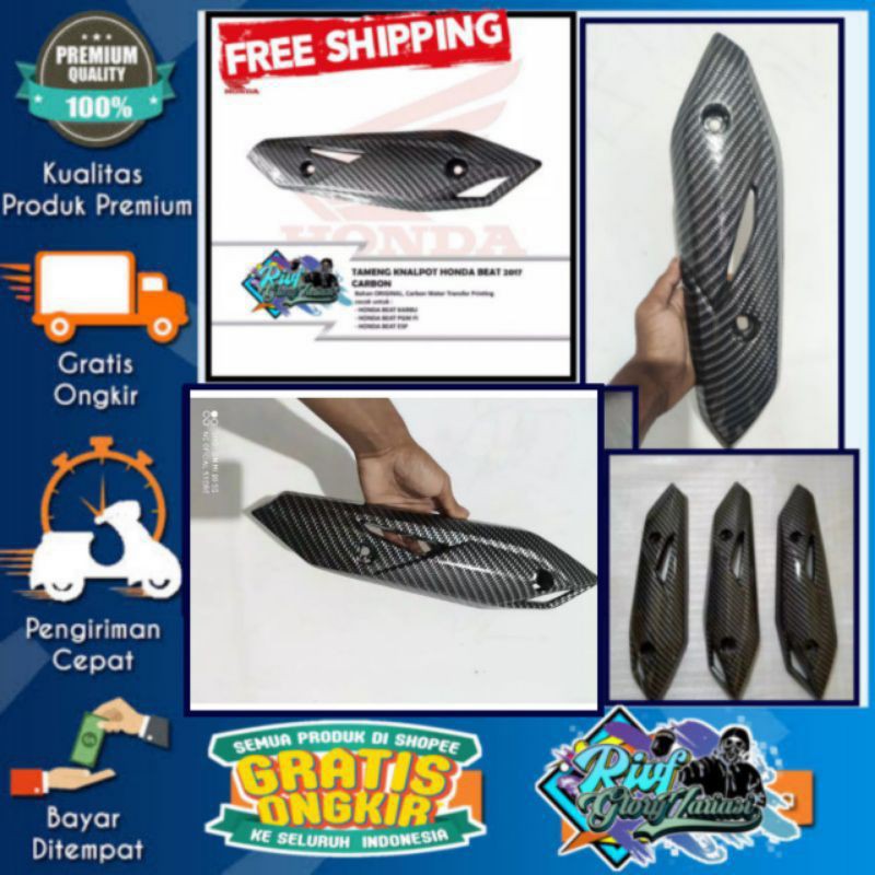 [COD]TUTUP COVER KNALPOT BEAT 2017 - 2019 NEW CARBON KARBON VARIASI MOTOR BEAT NEW PRODUK ORI HONDA