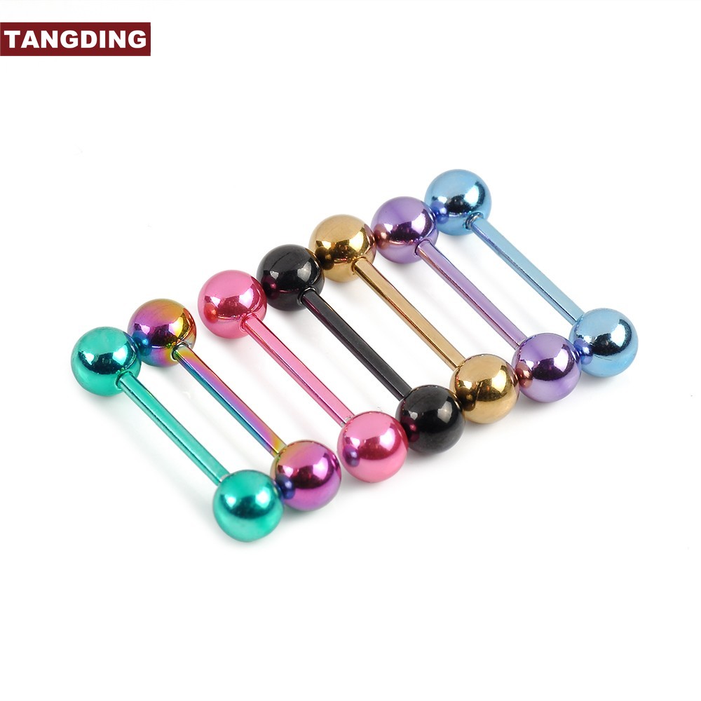 【COD Tangding】7pcs Anting Tindik Lidah Model Barbel Bahan Surgical Steel 14g Aneka Warna