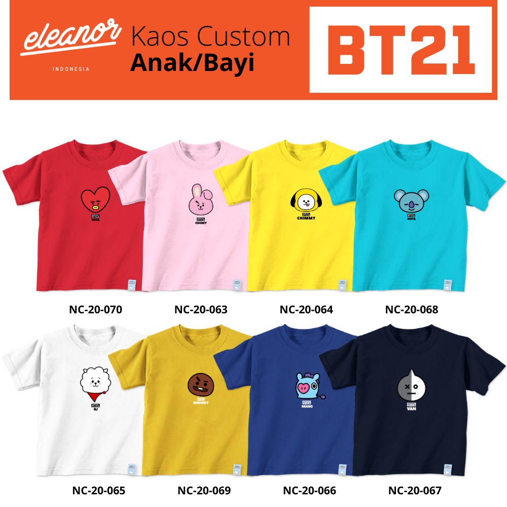 Kaos BT21 (Free tambah nama) Bayi Anak Teen Dewasa Big Size Bahan Cotton combed 30s (bisa COD)