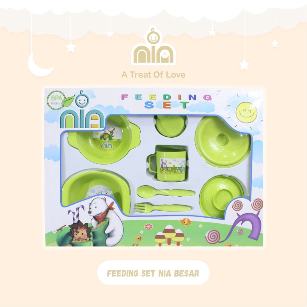 Tempat Makan Bayi Feeding Set Nia Ukuran Besar Merk Nia