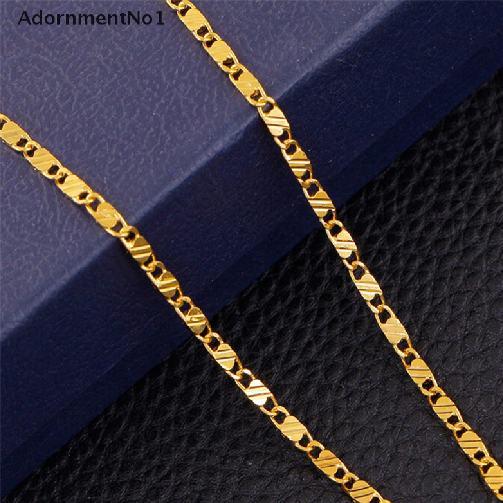 (AdornmentNo1) Kalung Rantai Lapis Emas Lebar 2MM Panjang 16-30 &quot;Untuk Pria