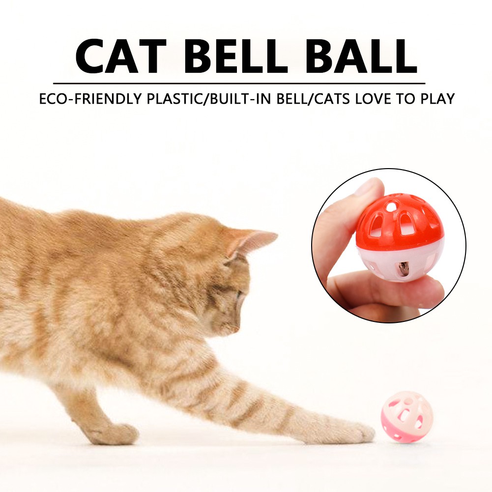 Pet Cat Toy Plastic Round Chase Rattle Play Ball with Bell Chew Toys